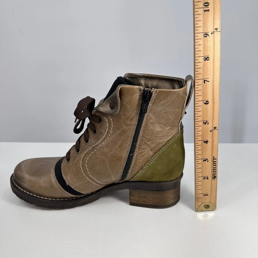Dromedaris Karissa Ankle Boots EU 38 Brushed Scrunched Leather Combat Style